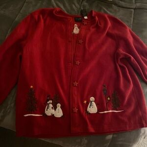 Red Croft and barrow fuzzy jacket with snowmen